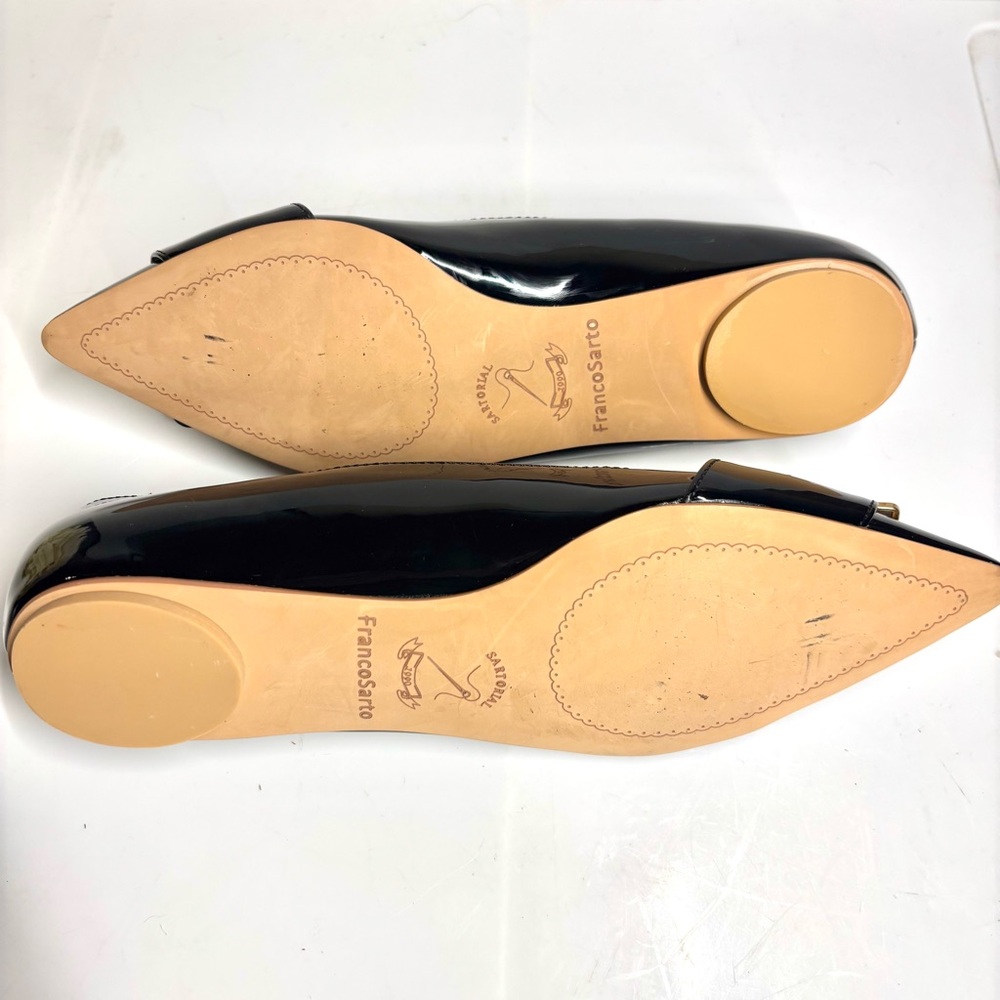 New Franco Sarto Hayes Flat Black Gold Buckle Accent Size 7 - Picture 6 of 7